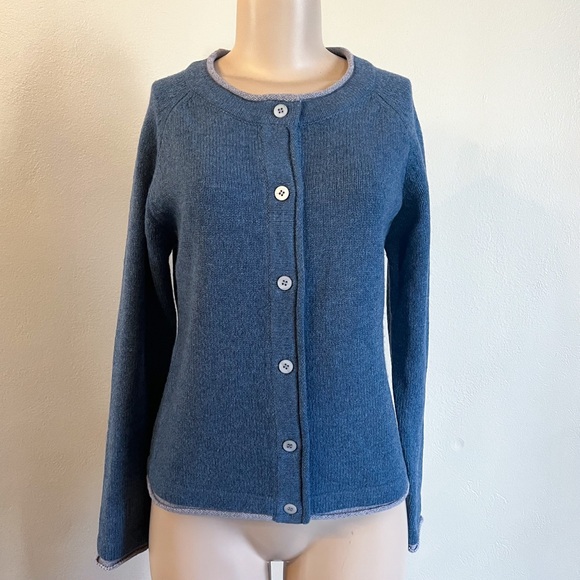 IrelandsEye Killiney Button Down Wool Cashmere Blend Cardigan Harbour Blue Small - Picture 4 of 14